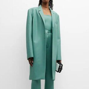 LAPOINTE Faux Leather Green Trenchcoat